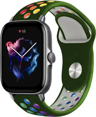 Produktbild von Strap-it Amazfit GTS 3 Sportarmband (Armeegrün/Bunt)