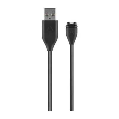 A black USB charging and data cable with a USB-A connector on one end and a proprietary connector on the other.