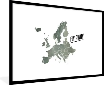Produktbild von MuchoWow® MuchoWow® Gerahmtes Poster Karte - Europa - Zitate 90x60 cm - Poster mit zchwarzem Bilderrahmen - Wanddekoration - Fotos