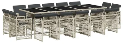 Obrázok produktu pre vidaXL 15-dielny záhradný jedálenský set s vankúšmi svetlosivý polyratan