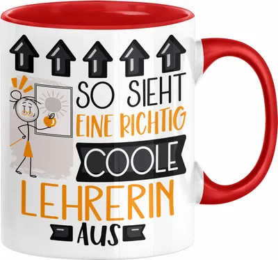 Produktbild von Lehrerin Geschenk Tasse Lustig Geschenkidee für Lehrerin Geburtstag So Sieht Eine Richtig Coole Lehrerin Aus Frauen Spruch  Abschiedsgeschenk Abschied (Rot)