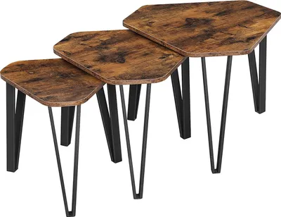 Produktbild von Vasagle 3er-Set Couchtische im Industriestil, braun, schwarz