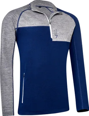Produktbild von BLACK CREVICE - Herren Langarm Zip Shirt aus Merino Wolle - mulesingfrei | Midlayer | Farbe: Grau/Navy | Gr: L