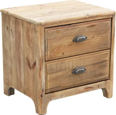 Immagine prodotto di Milani Home - comodino 2 cassetti in pino riciclato naturale, 55 x 45 x 55 cm