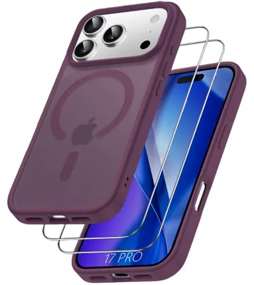 Image de Coque + 2 Verres Trempés pour iPhone 17 Pro, Protection Hybride Anti-Rayures avec Cercle Magnétique - Noir