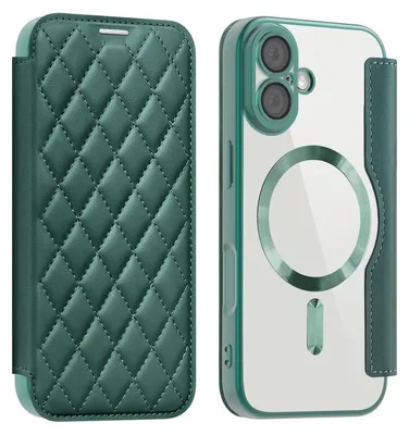 Produktbild von Für Apple iPhone 17 360 Grad Full Body Magsafe RFID Anti Datenklau Kunst Leder Hülle Tasche Grün