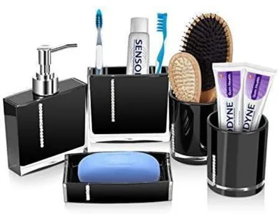 Produktbild von 5-teiliges Badezimmer-Zubehör-Set Schwarz
