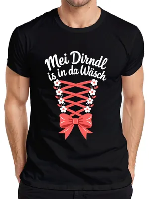 Productafbeelding van Mei Dirndl waslijn, , alternatief voor lederhosen, heren T-shirt, zwart, maat 3XL