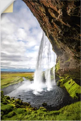 Produktbild von ARTland Wandbild, selbstklebend Wasserfall Seljalandsfoss auf Island Größe: 60x90 cm