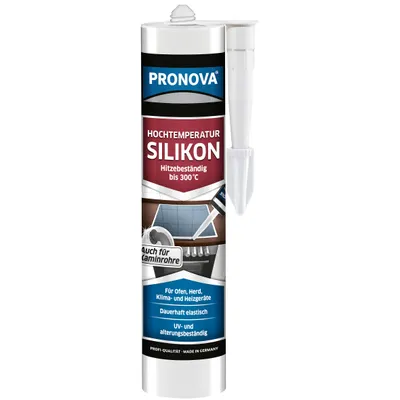 Produktbild von Pronova Hochtemepratur Silikon Schwarz 300ml Hitzebeständiges Silikon für Kaminmontage oder Ofen & Herd Montage