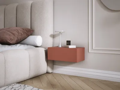 Immagine prodotto di Comodino sospeso con cassetto - frontale liscio - colore: mattone, 40 x 20 x 16 cm