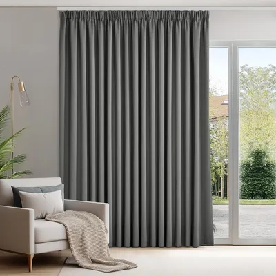 Produktbild von Gardinen mit Kräuselband Blickdicht Verdunkelung Kälteschutz 245x280 cm Hellgrau 1 Stück