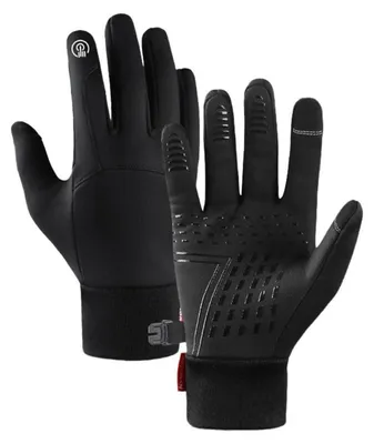 Immagine prodotto di Guanti invernali da uomo e da donna, termici, antivento, compatibili con touchscreen, antiscivolo, per ciclismo, colore nero, taglie S, XL