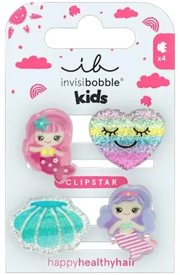 Imagen del producto de Invisibobble Clipstar, set de 4 unidades, diseño "Princesa Sirena" para niños.