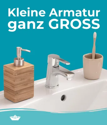 Produktbild von Calmwaters Wasserhahn Bad, Waschtischarmatur mit Zugstange, Armatur Badezimmer für Waschbecken, Mischbatterie mit Ablaufgarnitur, Badarmatur, Einhebelmischer, Waschbeckenarmatur, Messingkern, Chrom