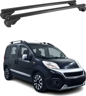 Image de Barres de toit Transversales pour Fiat Fiorino Qubo 2007-2017 Aluminium Noir