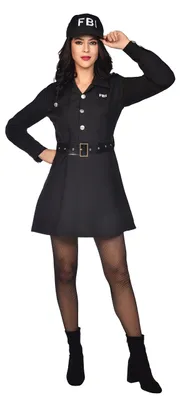 FBI Agent Kostüm Damen, Schwarz, Gr. 40-42