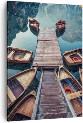 Produktbild von Bild auf Leinwand - Leinwandbild - Einteilig - Berge Boot Wasser - 50x70cm - Wand Bild - Wanddeko - Wandbilder - Leinwanddruck - Kunstdruck - Wanddekoration - Leinwand bilder - Wandbild - PA50x70-3971