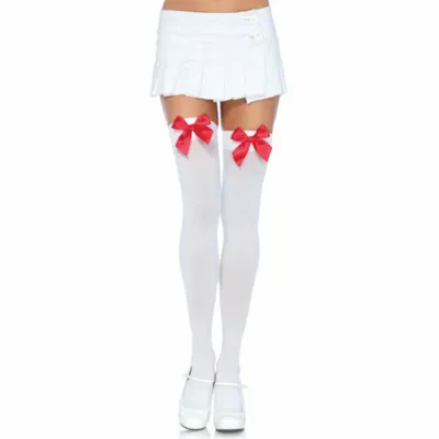Immagine prodotto di Leg Avenue - Calzamaglia In Nylon Con Fiocco Bianco/Rosso