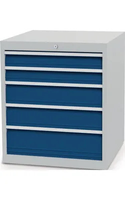 Produktbild von Schubladenschrank H819xB705xT736mm lichtgrau/signalblau 5 Schubl.Voll.Bedrunka