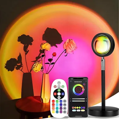 Immagine prodotto di Luce per tramonto AIORBER, orientabile a 180°, 16 colori, 4 modalità di luce, luce per proiettore a LED, telecomandata, per la decorazione di ambienti e la fotografia, 23,6x9,9x9,9cm, nero