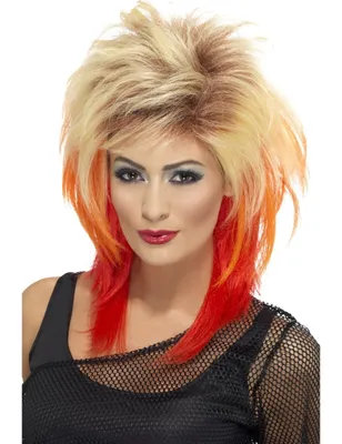 Obrázek produktu pro Dámská rockerská paruka kostýmní doplněk v délce ramen blond-oranžovo-červená