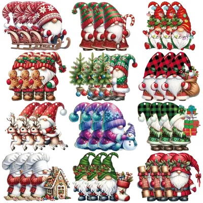Weihnachtsanhänger 36 Stück, 12 Designs, 3 pro Motiv, mit Kordel