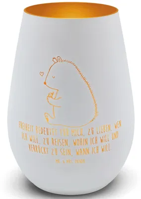 Produktbild von Mr. & Mrs. Panda Kerzenglas Bär Marienkäfer - Weiß - Geschenk, Teelichthalter Glas, Das Leben Ist schön, Laterne, Liebe, Windlicht, Kerzenhalter, Motivation, Freiheit