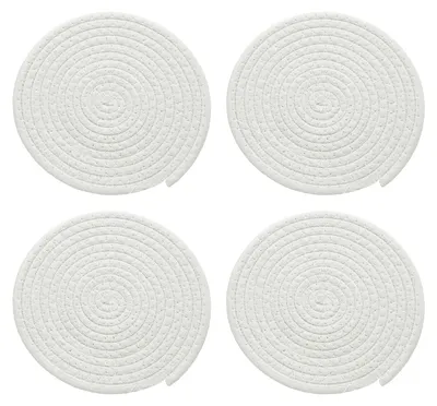 Tischsets, 4 Stück, geflochten, Baumwolle, 18 cm, weiß