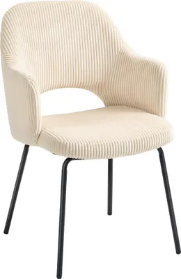 Produktbild von Esszimmerstuhl, Cordbezug, Schalenform, Metallbeine, Fußpolster, Beige