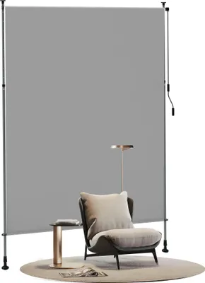 Produktbild von UISEBRT Klemmmarkise 200 × 310 cm Vertikalmarkise Sonnenschutz Balkon Terrasse Sichtschutz Markise ohne Bohren Teleskopmarkise Hellgrau