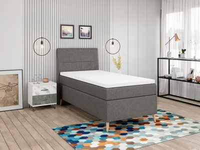 Produktbild von FEDVE Boxspringbett Einzelbett LIAM mit Bettkästen Jugendbett mit Bonell-Matratze und Topper 100x200cm Links