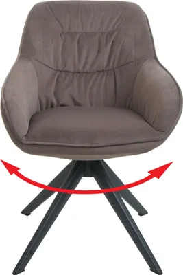 Obrázok produktu pre Jedálenská stolička HWC-K28, kuchynská stolička čalúnená stolička s podrúčkou, otočná, kovová ~ látka/textil hnedá