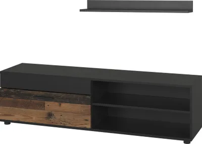 Produktbild von Lowboard & Regal Vicco Berno Schwarz/Oldstyle mit 1 Klappe, Model 55456