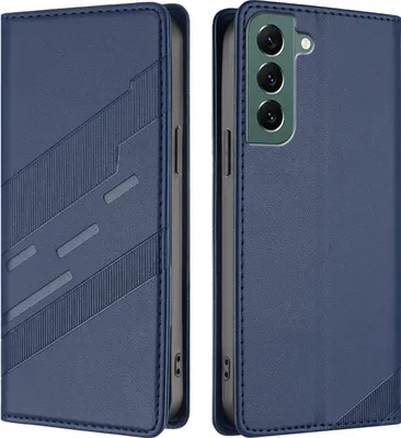Produktbild von Hülle für Samsung Galaxy S22+ 5G, Kunstleder Brieftaschen Handyhülle mit Kartenfach und Standfunktion Blau