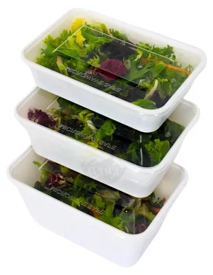 Produktbild von 100 Stück Mealprep-Behälter, Mikrowellenschalen mit Deckeln, wiederverwendbar und spülmaschinenfest (Weiß, 1000ml)