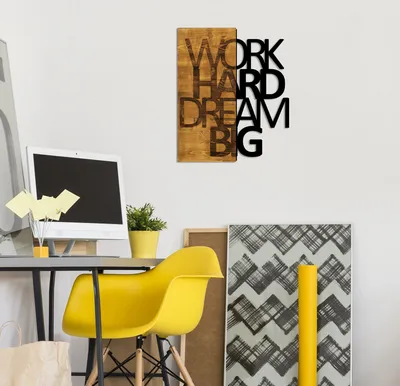 Image de Wallity, Work- SKL1333, couleur noyer,noir, autres décorations pour la maison, 48 x 58 cm, 50% bois (épaisseur : 3 cm) / 50% métal