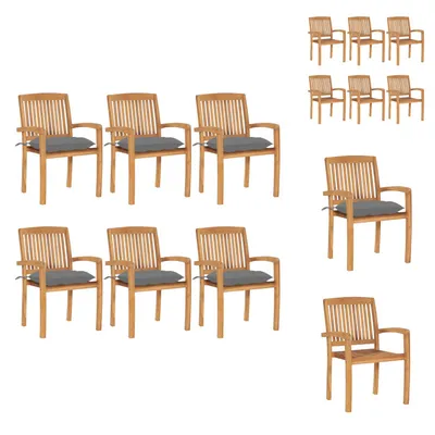 Produktbild von vidaXL Stapelbare Gartenstühle mit Kissen 6 Stk. Massivholz Teak -  Gartenstühle
