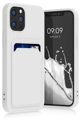 Produktbild von kwmobile Handyhülle für Apple iPhone 12 / iPhone 12 Pro Hülle mit Kartenfach - TPU Case - Kabelloses Laden - Schutzhülle Cover in Weiß matt