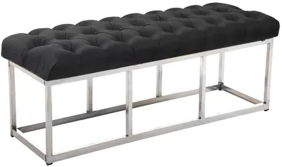 Zdjęcie produktu dla Ławka CLP Amun z obiciem z tkaniny i ramą ze stali nierdzewnej, kolor ciemnoszary, szerokość 120 cm