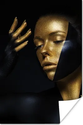 Produktbild von MuchoWow® Poster Make-up - Kunst - Frau - Luxus - Gold 60x90 cm - Wanddekoration