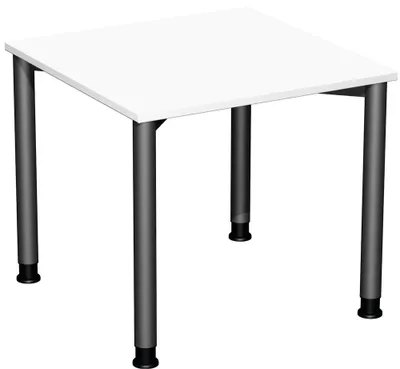 Produktbild von Schreibtisch, BxTxH 800x800x680-800 mm, höhenverstellbar, Platte weiß, Rundrohrgestell anthrazit