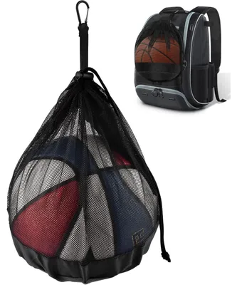Produktbild von Ballnetz Ballbeutel Ballnetztasche - 1 Ball - 600D-Polyester - Mit Karabinerhaken und Zugkordel