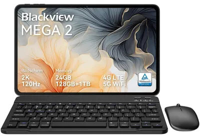 Produktbild von Mega2 Tablet 12 Zoll Android 15 Tablets mit Tastatur Maus Stift Grau