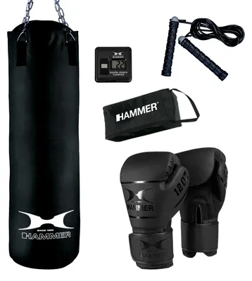 Produktbild von HAMMER Box-Set Chicago, Boxsack 100 cm, Qualitäts-Nylon, 23 kg, Boxhandschuhe