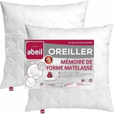 Produktbild von 2 gesteppte Memory-Schaum-Kissen 60 x 60 cm – Weiß