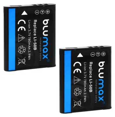 Produktbild von 2x Blumax Akku | für Olympus LI-50B Digitalkamera | Kapazität 780mAh  |Spannung 3,6Volt | Video- und  Kamerazubehör