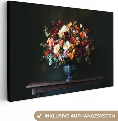 Produktbild von Leinwand Bilder 120x80 cm - Blumen - Vase, Wandbilder, Wanddeko Wohnzimmer, Bild