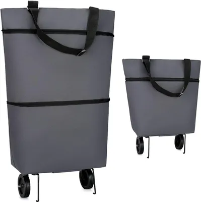 Obrázek produktu pro Skládací nákupní vozík Nákupní tašky Nákupní tašky s kolečky Grey