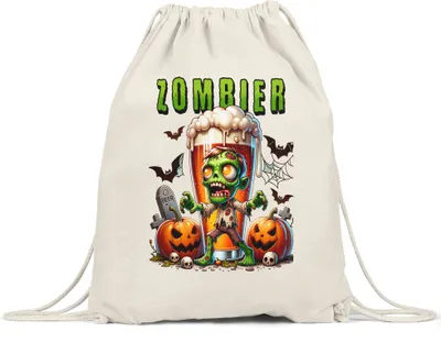 Produktbild von Zombier Turnbeutel Halloween Bier Zombie Kürbis Gruselig Retro